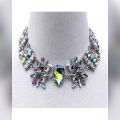 Silver Zinc Alloy Crystal Studded Choker Necklace. 