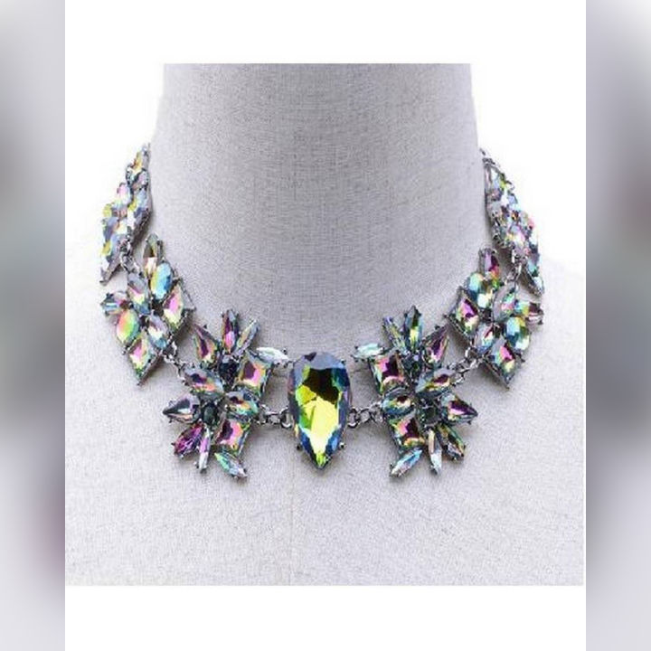 Silver Zinc Alloy Crystal Studded Choker Necklace
