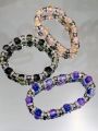 Glass Crackle Beads Stretch Bracelet – Stylish & Comfortable – For Girls & Women. 