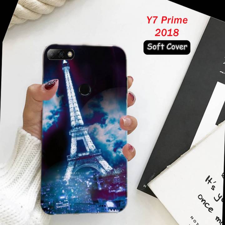Huawei Y7 Prime 2018 Pouch Cover Eiffal Tower Soft Back Cover