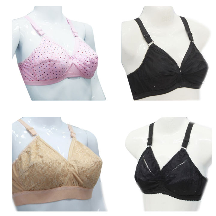 Pack Of 4 Imported Style Cotton Bra Blouse Brazier for Women Ladies Girls Assorted Design and Colors