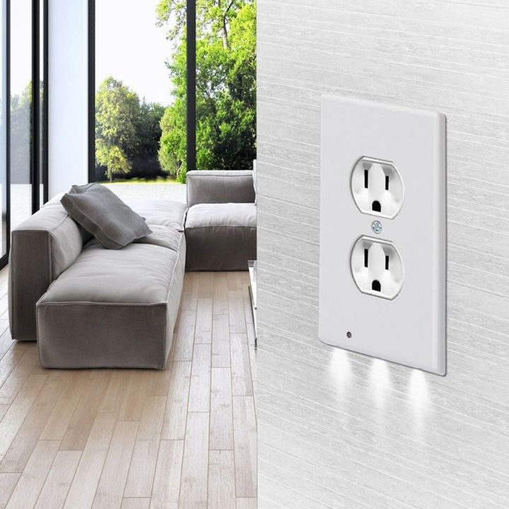 EG^_^ Outlet Cover Light Sensor Angel Outlet Wall Plate With Led Night Lights