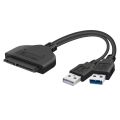 Dual USB 3.0 SATA III Cable 22 Pin Sata to USB Adapter, USB 3.0 to SATA Cable Up to 5 Gbps Support 2.5 Inches Laptop External SSD HDD Hard Drive Adapter Cable. 