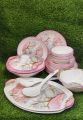 34\42 Pcs Complete Pink Full Print Melamine Durable Dinner set- Double Glazed. 