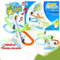Funny Penguin Slider Racing Track Flash Lights & Music Battery Operated Toy. 