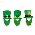 ST day Hat for Adults W/ Beard Costume Rectangular. 