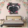 heart shape black customized wall clock wooden wall clock high qulaity clock wood custom ur own name cpl name friends name home decore bed decore wooden wall clock best for gift to friends amazing wooden wall clock. 