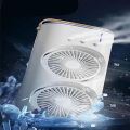 Portable Mini Double Fan Air Cooler With Mist Humidifier And Led Lighting, Mini Table Cooling Fan For Home & Office – Rechargeable ( Random Color ). 
