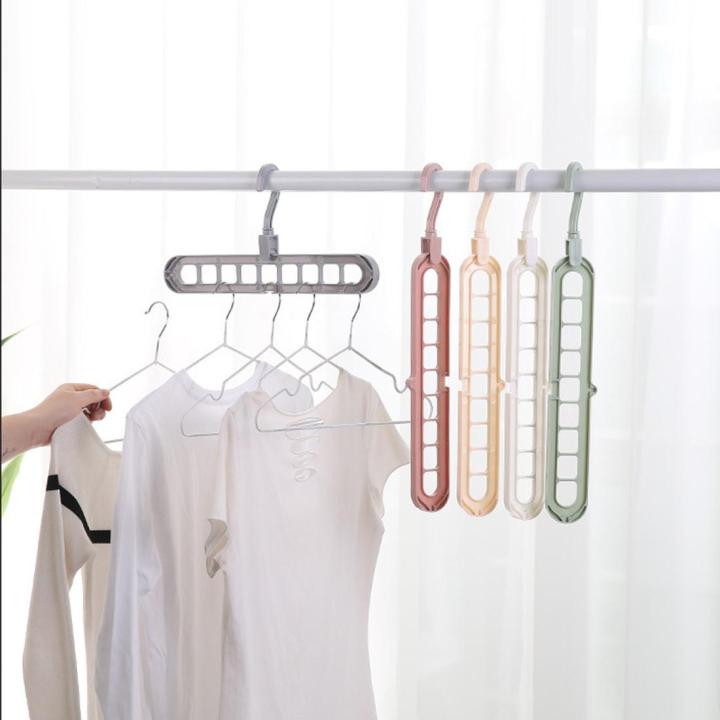 Pack of 3 - Multi-port 360 Rotation 9 Holes Plastic Storage Clothes Hanger Space Saving Hanger Organizer Multipurpose Cloth Clothes