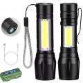 Zoomable Tourch Metal COB Flash Light Tourch | Mini LED Flash Light | Rechargeable Small LED Work Flash Tourch Light. 