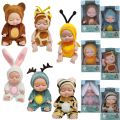 Realistic cute Baby Dolls Cute Small Baby Doll with Animal Clothes mini size  Doll  Suitable for Baby Gifts for Boys and Girls  Birthday Gift. 