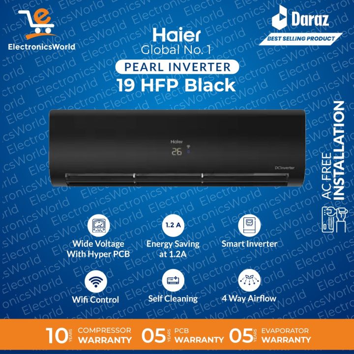 Haier Inverter Ac - HSU-19HFP CA(B) Latest Model | Pearl Inverter Series | 1.5 Ton DC Inverter UPS Enabled - Self Cleaning - WiFi Enabled-Turbo Cooling | 100% Copper | 10 Years Warranty | Haier Free Installation