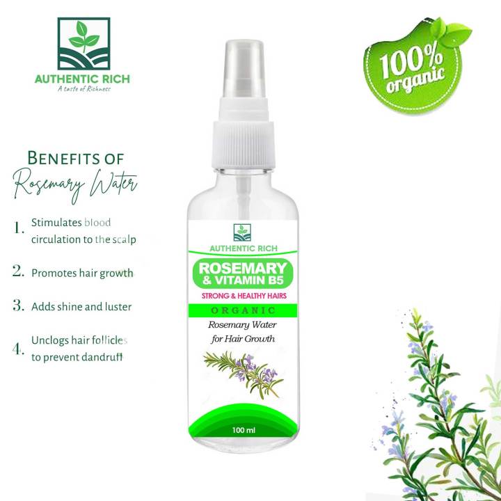 Rosemary water, for hair growth, spray 100ml, Healthy & Strong By Authentic Rich