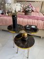 YES TO DECOR  1 Pcs / Set of 3 Round Coffee Table HIGH Gloss Nesting End Tables - Round Wood Stacking Coffee Side Tables with Metal Legs for Living Room, Home Office, Nightstands for Bedroom, Sturdy Easy Assembly - 3 Piece Modern Nesting Table Living Room. 