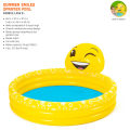 5 Ft+ Bestway Inflatable Summer Smile Spray Splash Play Swimming Pool For Kids Pool With 3 Ring Sidewall Printed Colorful Swimming Pool With Smiley Emoji Face Water Splash Kid Play Fun Party Game Indoor & Outdoor Picnic With Family Easy & Simple Code53081. 