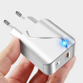 PD18W QC3.0 USB Phone Charger Fast Charging Dual Port LED Travel Charger hot sell. 