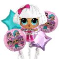 LOL Surprise Fashion & Beauty Doll Theme Foil Balloons Set of 5 Pcs Lol Surprise Cartoon Characters Chrome Metallic Balloons Set Girl Reusable Balloon For Birthday Parties Decoration Party Supplies Pre School Class Theme For Party Decor Kids. 