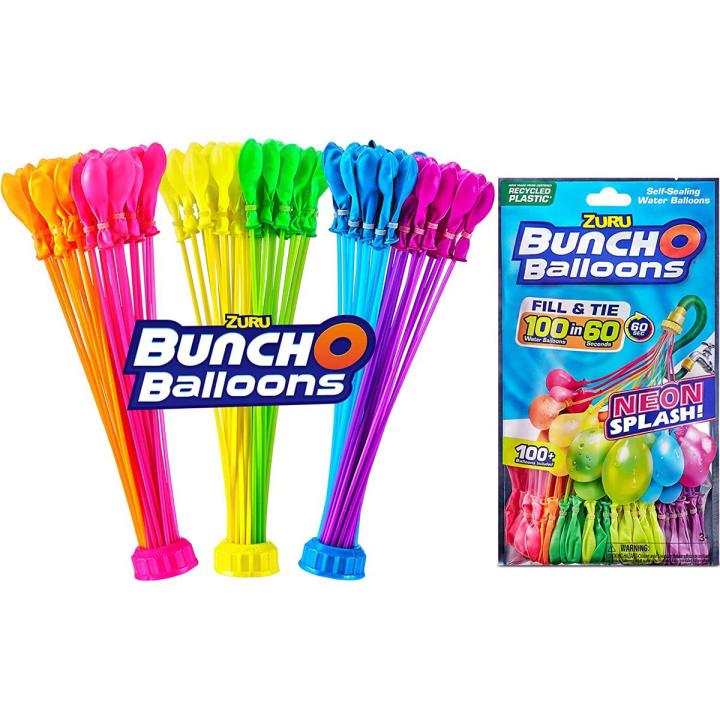 Bunch O Balloons Rapid-Filling Self-Sealing Neon Colored Water Balloons ...