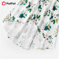 【ETOP】 Family Look Mommy and Me Floral Printed Ruffle Stitching Solid Dresses-Z. 
