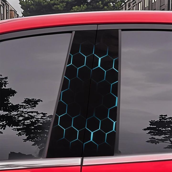 2PCS Honeycomb Side Car Stickers and Decals, HD Printed Car B-Pillar Sticker