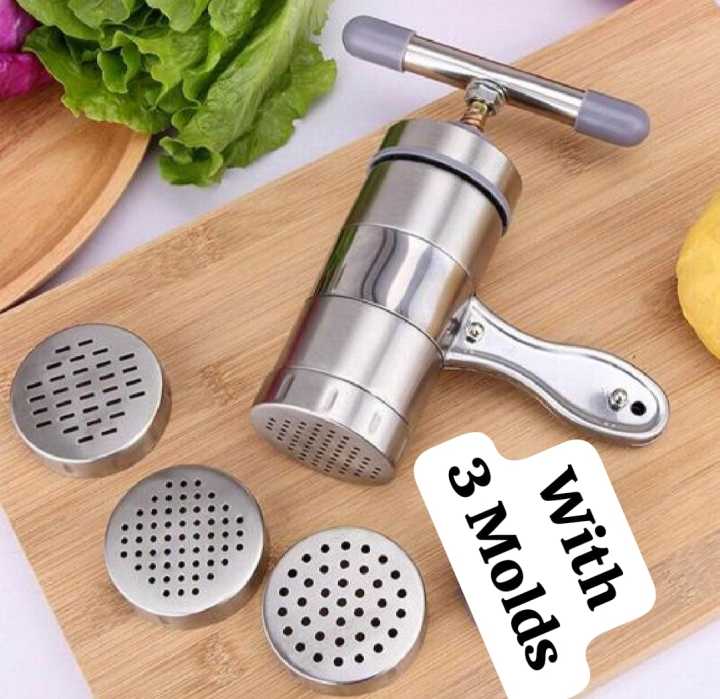 Stainless Steel Noodle And Pasta Maker Machine With Plastic Handle Nimko Kitchen Accessories Press Nimco Snack Maker Stainless Steel with 3 blades