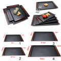 Set of 4 pcs Plastic Fast Food Tray Restaurant Serving Trays For Tea Cake Kitchen Bar Dinnerware European Hotel Long Plate Black. 