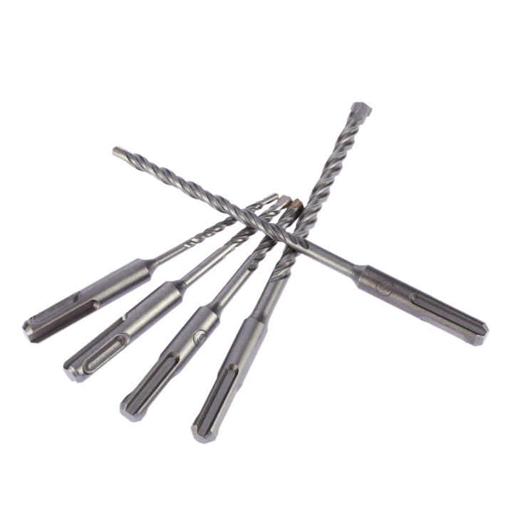 (Pack Of 5pcs/set) 2 Pits 2 Slots SDS Shank Electric Hammer Drill Bit Set SDS PLUS Rotary Hammer Impact Drill Bit Concrete Hilti Drill 4mm 5mm 6mm 7mm 8mm