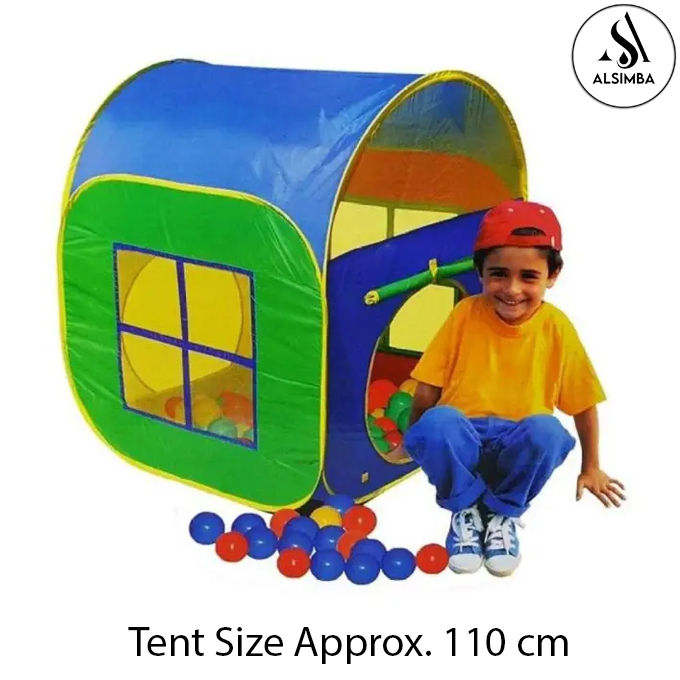 Play House Tent Series For Kids - Foldable With 2 Support Sticks - Balls Not Included - Size Approx. 110cm - Random Color