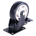 Castor 4Inch Wheels 4Pice Set Heavy Duty PU Rubber Swivel Trolley Furniture Caster with Brakes Black. 