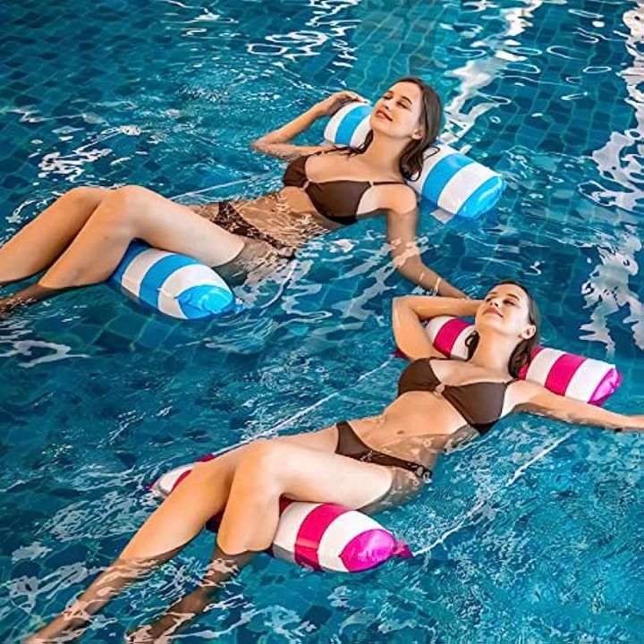 4-in-1 Inflatable floating chair Hammock Swimming Pool Inflatable Water Hammock, Foldable Floating Hammock Float Ultralight, Lounger Float for Adult Beach Party Holiday