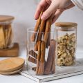 AKHPAL 6 Pack Glass Storage Jars with Airtight Bamboo Lids, 1400ML and 800ML Glass Kitchen Canisters , Clear Food Storage Jar Storage Containers for Coffee Bean, Candy, Sugar, Flour, Pasta, Nuts. 