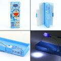 Pencil Box with Sharpner & LED Lamp Light , 2-Sided Cartoon Printed Case for School, Birthday Gift for Kids - Art Plastic Pencil Case (Random Design). 