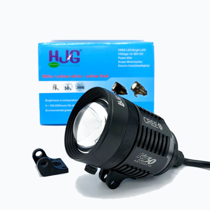 1-PC KZ30 CREE 60W Dual Tone Adjustable Motorcycle LED Headlight Zoom in Out Fog Light