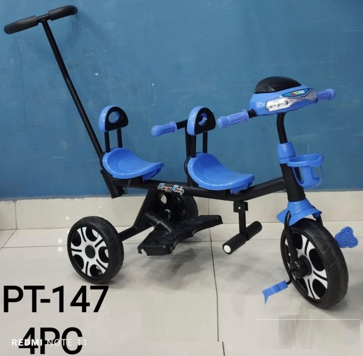 kids tricycle Double seat With Stroller Lights Music
