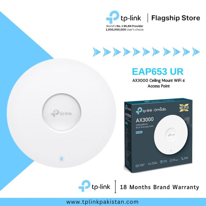 TP-Link Access Point EAP653 UR AX3000 Ceiling Mount WiFi 6 Access Point- 18 Months Brand Warranty