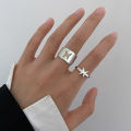 2Pcs/Set Butterfly Opening Alloy Wide Thin Hollow Couple Rings Finger Rings for Anniversary Women. 