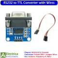MAX3232 RS232 to TTL Serial Port Converter Module with Female DB9 Connector & Jumper Wires – Stable Communication for Arduino, PIC, ARM & Raspberry Pi by Electrica. 