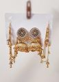 Beautiful Peach Golden Rhinestone Jhumka Bali with Pearls Sahara for Girls/Woman/Party/Weddings. 