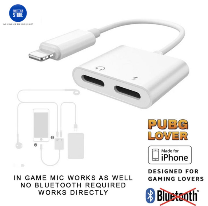 4 in 1 Dual Lightning Port Adapter For iPhone, Apple iPhone Headphone And Charger Jack Adapter, iPhone Splitter Jack Dongle, Best For PUBG, iPhone Connector, Compatible With iphone7,8,8plus,x,xs,xsmax,11,11pro,11prax,12,12promax,13,13pro,13promax,ipad