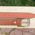 Double Sided Crocodile Style Mustard Men's Leather Belt. 