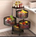 Kitchen Round shape Storage Rack Vegetable Rack 3/4/5 Layer's 360 Degree Movable Cylindrical Kitchen Storage Rack, Closet Storage Rack, Condiment Jars, Vegetable and Fruit Kitchen Storage Trolley for Home/Office. 
