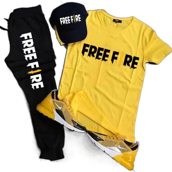 Men's%20Summer%20Free%20Fire%20Printed%20Track%20Suit%20Pack%20of%202%20Yellow%20&%20Black%20Cotton%20Jersey%20T-Shirt%20And%20Trouser%20Casual%20Gym%20Wear%20Set%20-%20Image%203