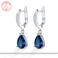 Radiant Jewelicious 925 Sterling Silver Waterdrop Shaped Blue Zircon Earrings for Women: Perfect Wedding Jewelry and Delightful Girl Gift - Pendientes Oorbellen. 