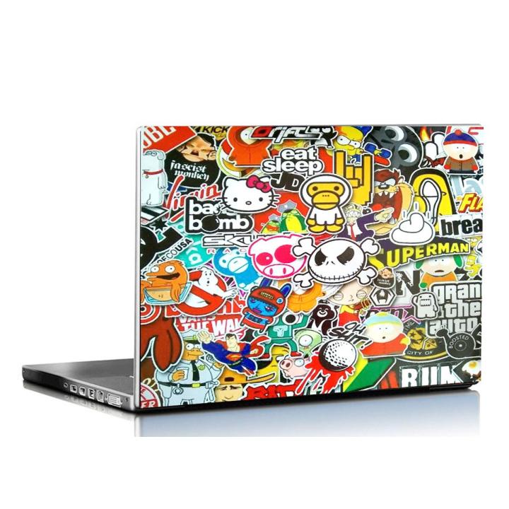 Rising Arts - Abstract Cartoon fun Laptop Skin Sticker for exterior decoration Decor Lovers- 15 X 10 Inches -  Multi color