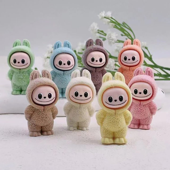 Random Labubu The Monsters Exciting Cardiac Macarone Anime Action Figure Statue Model Doll Kid Toy Gifts