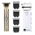 Vintage T9 Trimmer for Men Hair with 4 Combs - Rechargeable Full Metal Body Trimmer with Long Lasting Quality - Beard Liner - Gold. 