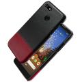 Happon Case for Google Pixel 3a Back Case Ultra Slim Fit Contrast Color Hard PC+Leather Cover Anti-Scratch Phone Protector    Red-light brown. 