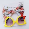 【hot】 2Pcs/Pack Bows Headband Round Sunglasses For Children Kids Vintage Summer Sun Glasses Protection Glasses Baby Hair Accessories. 