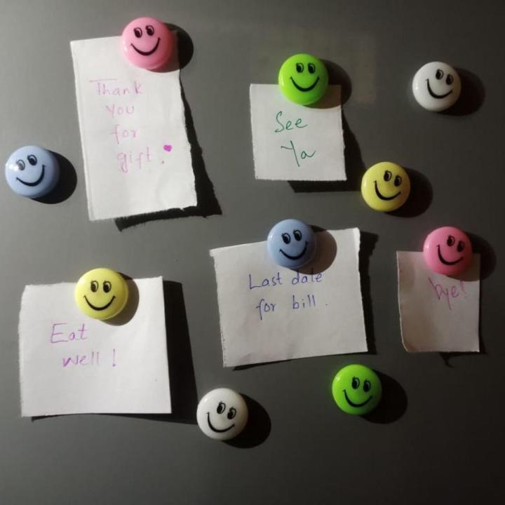 Multicolor Smiley Emoji for Refrigerator, Sticky Notes, whiteboard, photos, hanging notes | Beautiful and fashionable can be Used For Multipurpose |  5 different colors with 10 pieces