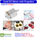 3pcs Small DC Motor with 2mm Shaft + 3pcs Propellers for DIY, Toys, Arduino & Robotics Projects by Electrica. 